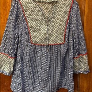 Boden Blue and White Patterned Women's Top